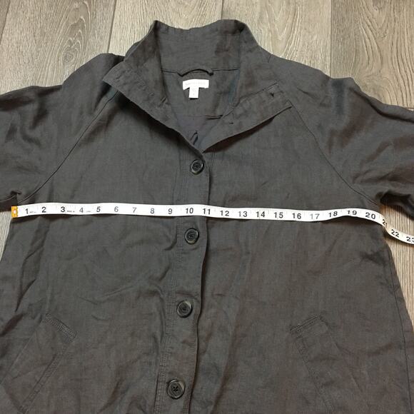 Garnet Hill Relaxed 100% Linen Topcoat A Line Button Front Lined Brown Coat 6 - Picture 4 of 7